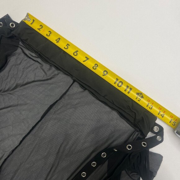 Sexy Black Sheer Mesh Pearl Embellished Two-Piece Set Ruffle Chaps Women Size XL - Picture 11 of 16